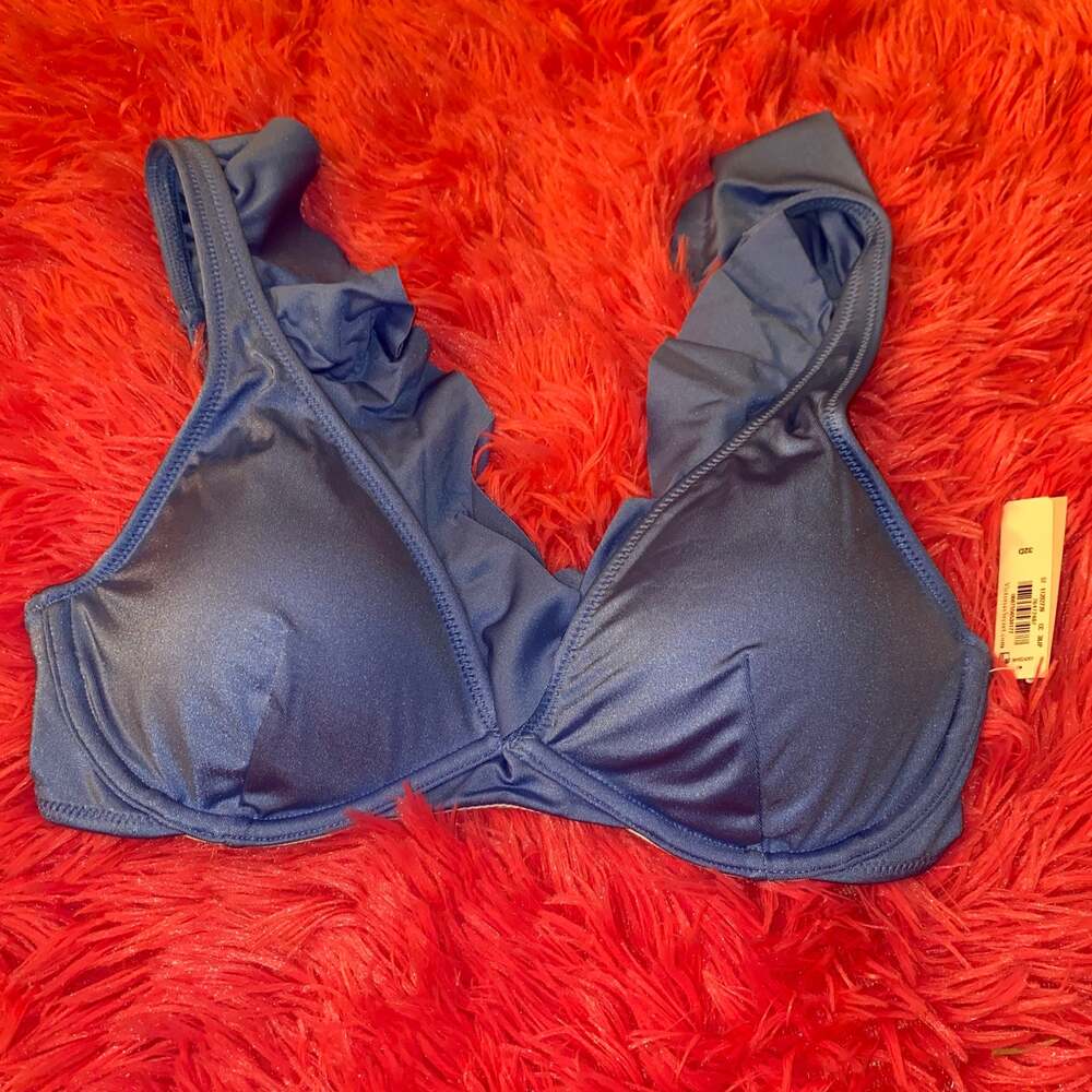Victoria's Secret Blue‎ Ruffle Bikini Top 32D